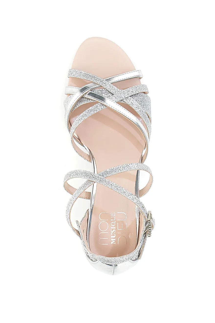 Sandali Da Ballo Argento Con Suola In Pelle Mon Dieu 1460503
