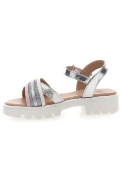 Sandali da bambina argento con cinturino regolabile Pitt kids 392640S