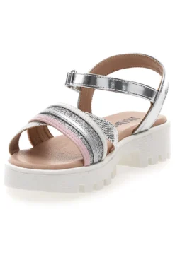 Sandali da bambina argento con cinturino regolabile Pitt kids 392640S