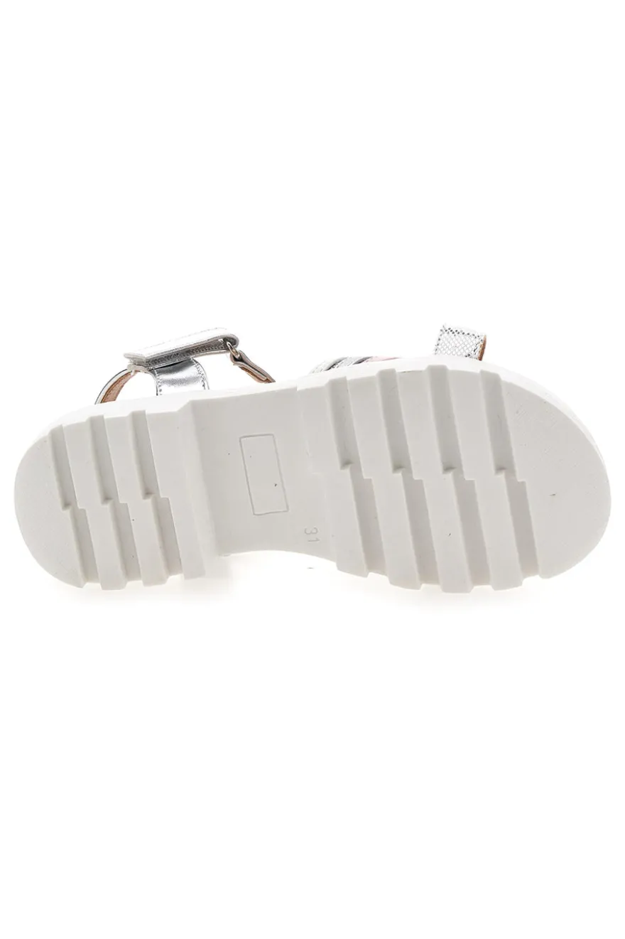 Sandali da bambina argento con cinturino regolabile Pitt kids 392640S