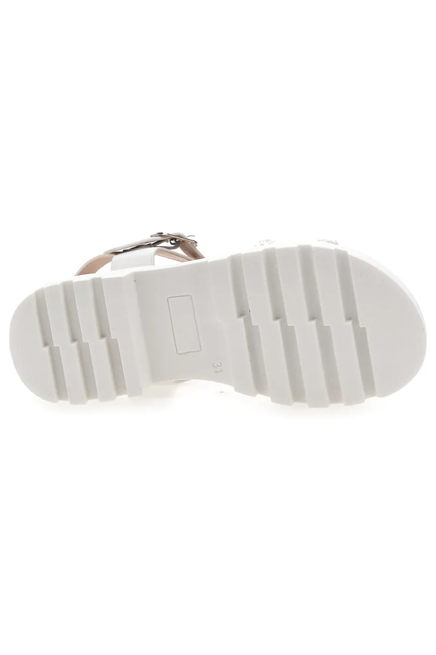 Sandali da bambina bianchi con fascia intrecciata Pitt kids 392639S