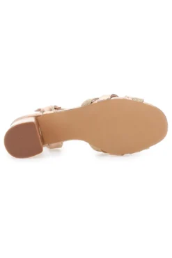 Sandali dorati con tacco basso e glitter LE HAVRE PARIS 307095