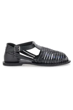 Sandali Fisherman Neri Con Suola Flat Pittarello Look 5022
