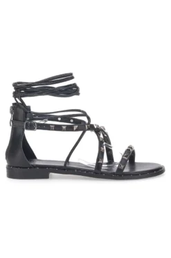 Sandali Flat Alla Schiava Neri Con Borchie Me & Me 1531