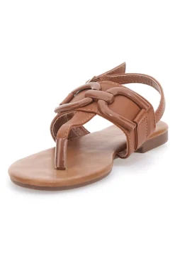 Sandali flat marroni con fascetta sottile MON DIEU PREA446