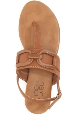 Sandali flat marroni con fascetta sottile MON DIEU PREA446