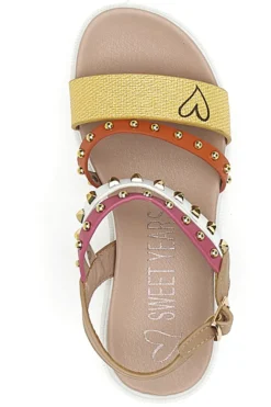 Sandali Gialli e Rossi Con Borchie Sweet Years 8363