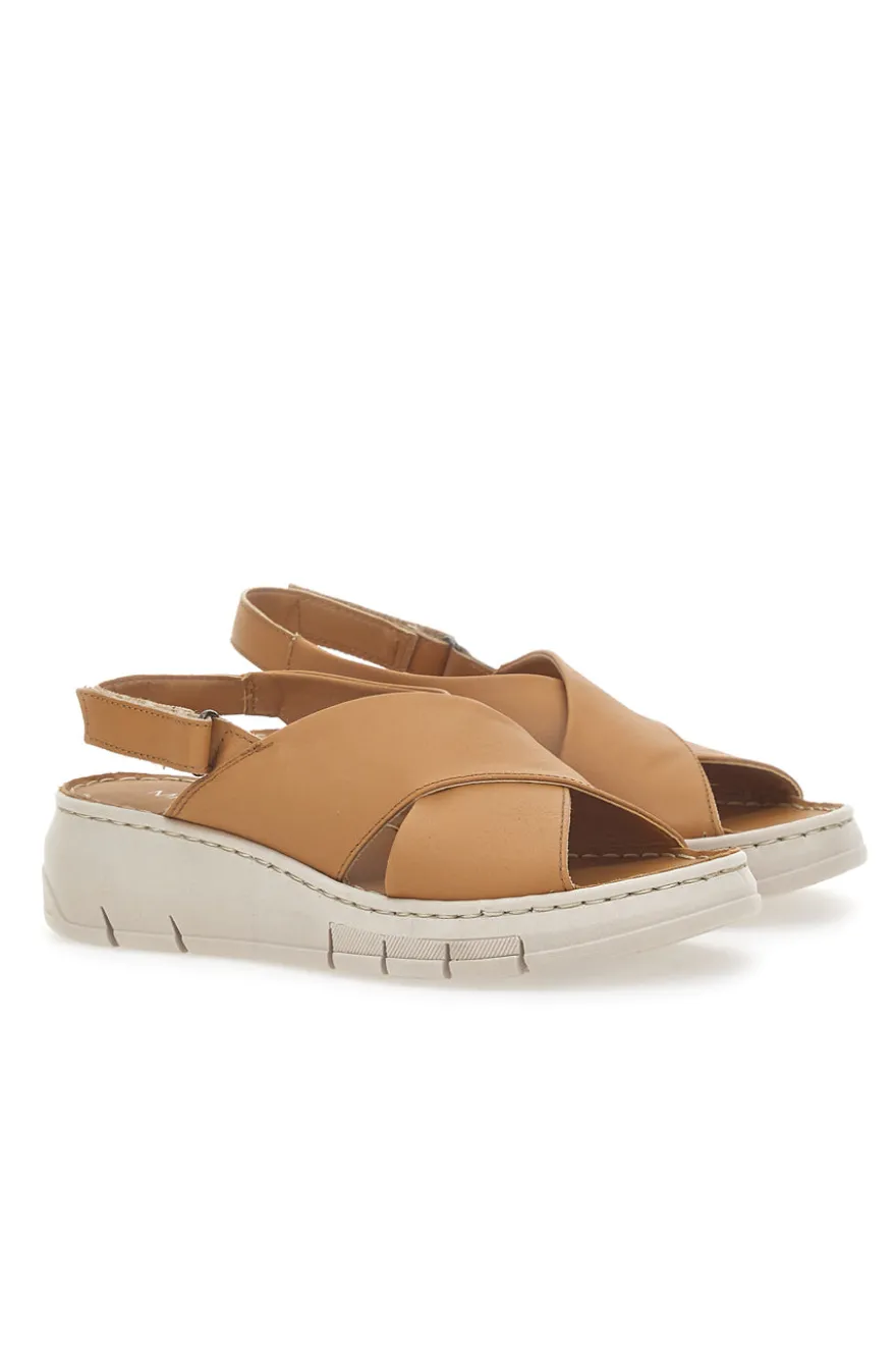 Sandali in Vera Pelle Cognac Mio Tempo 350020