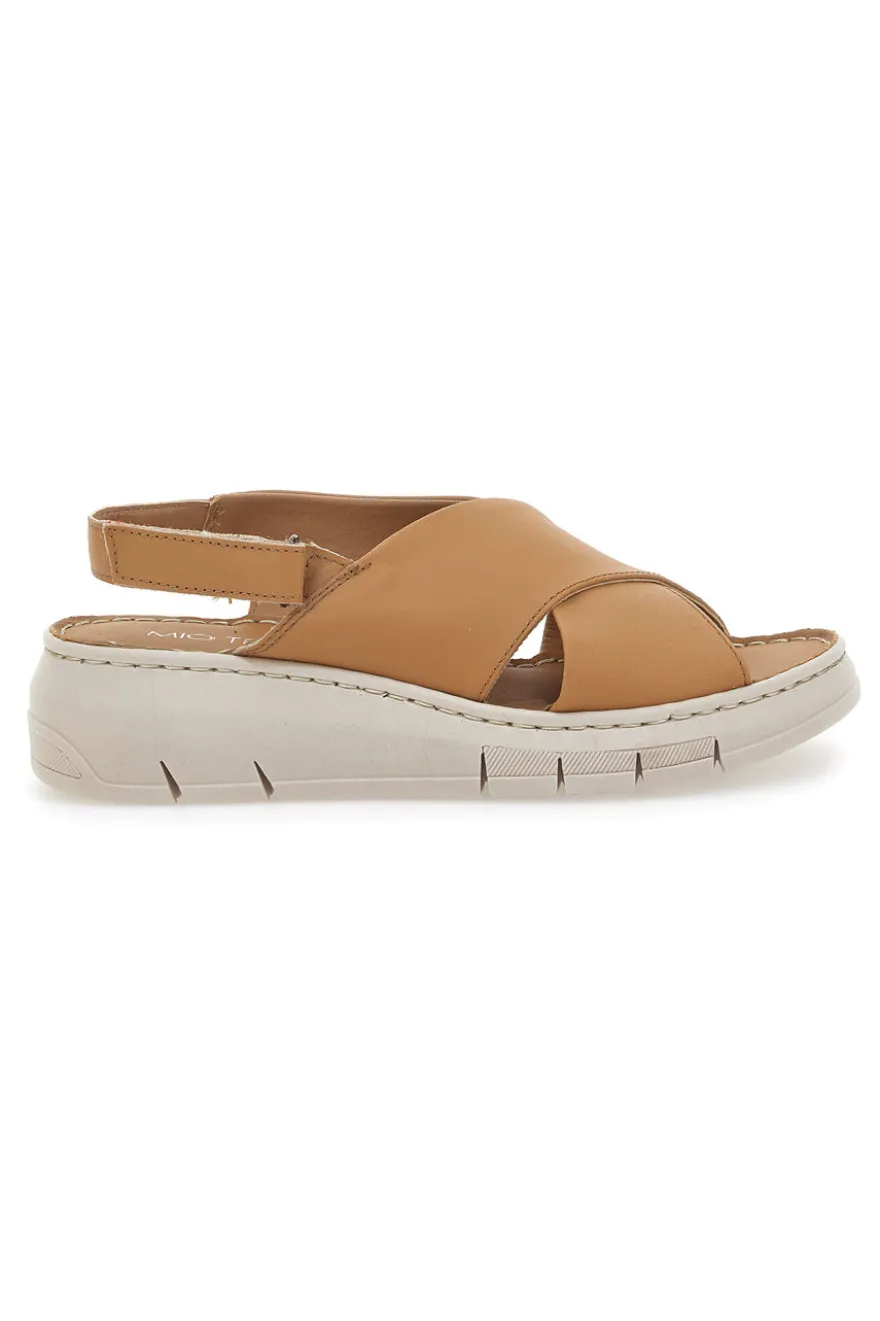 Sandali in Vera Pelle Cognac Mio Tempo 350020