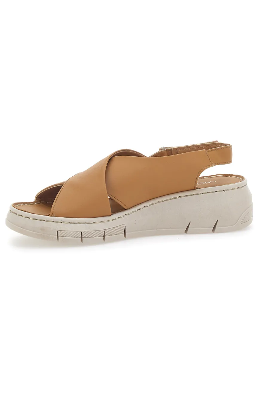 Sandali in Vera Pelle Cognac Mio Tempo 350020