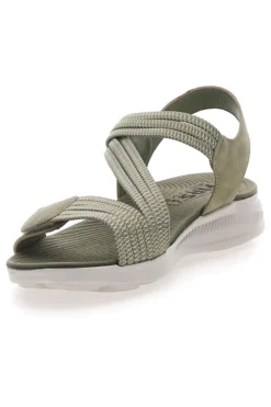 Sandali Khaki con Doppia Fascia e Elastico Effetto Corda FIRST ACTIVE 2