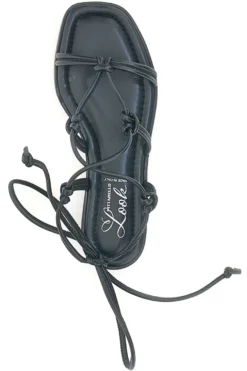 Sandali Lace-Up Neri Con Suola Flat Pittarello Look DC308100