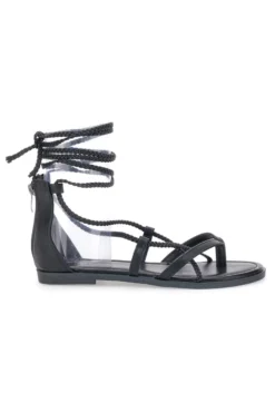 Sandali Lace-Up Neri Con Suola Flat Cafe' Cost 2502