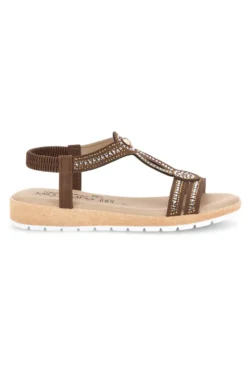 Sandali marroni con strass Mio tempo LR263702