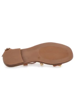 Sandali Marroni Con Suola Flat e Borchie The First 313811