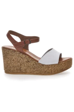 Sandali Marroni e Bianchi Con Zeppa Pittarello 6441504