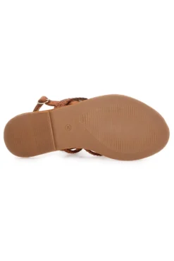 Sandali Marroni Flat In Vera Pelle Pittarello Look 5024