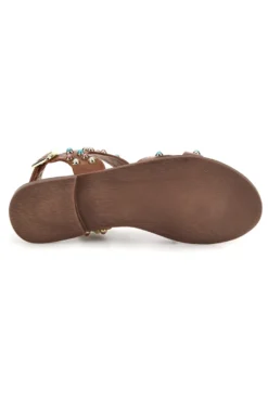 Sandali marroni in vera pelle con borchie multicolor Pittarello look IF6980