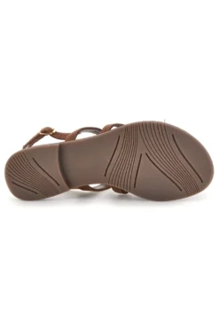 Sandali marroni in vera pelle con frange e decoro frontale Pittarello look IF8162