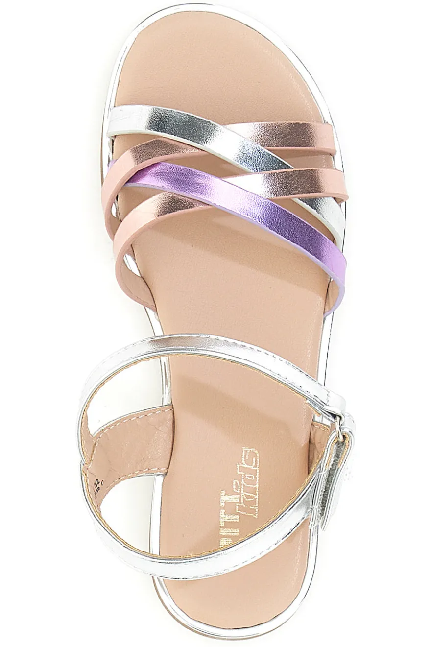 Sandali multicolor metallizzati con fascette incrociate Pitt Kids 39G2540S