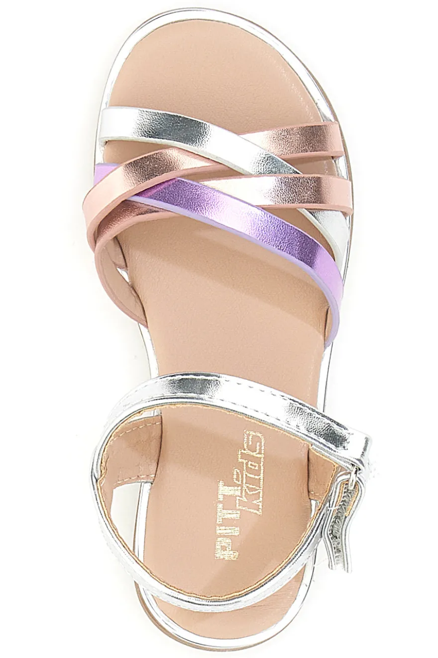 Sandali multicolor metallizzati con fascette incrociate Pitt Kids 39G2540S
