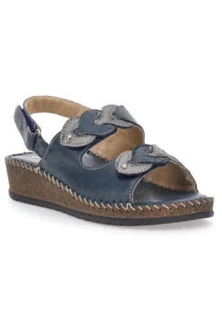 Sandali Navy Sling-back Con Strappo In Velcro Pittarello 42063