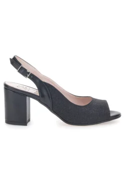 Sandali Neri Con Brillantini e Cinturino Sling-back Pittarello Glam 916