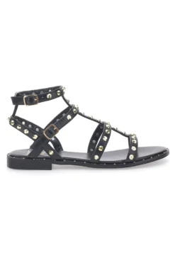 Sandali Neri Con Cinturini E Borchie Dorate ME & ME 663