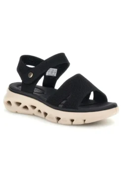 Sandali neri con fasce in tessuto suola comfort Plocadi G80634