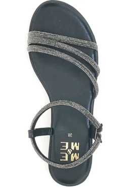 Sandali neri con fascette sottili e strass Me & Me 1703