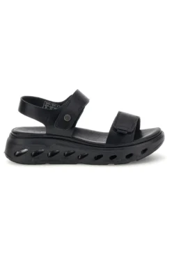Sandali neri con strappi in velcro suola comfort Plocadi G88382