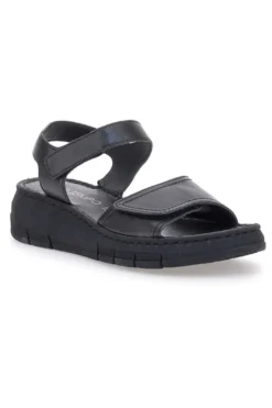Sandali Neri con Strappi In Velcro Mio Tempo 350005