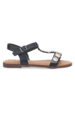 Sandali neri con strass e fibbia decorativa GALIA 020212