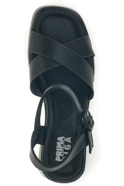 Sandali neri con tacco e plateau Prima riga BL501708