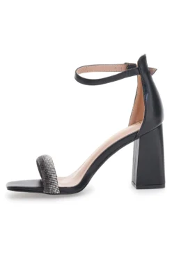 Sandali Neri con Tacco e Strass First Lady 419