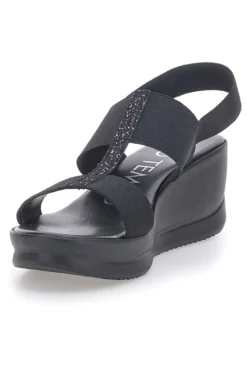 Sandali Neri Con Zeppa Elasticizzati MIO TEMPO 2210/9738