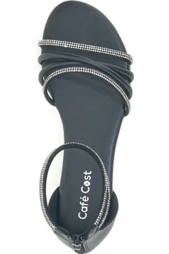 Sandali neri eleganti con cinturino gioiello CAFÉ COST W6