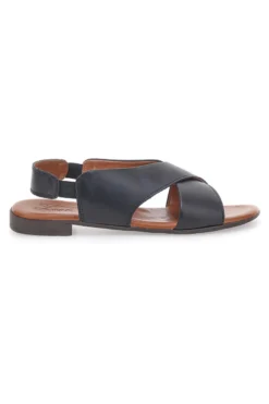 Sandali Neri Flat In Vera Pelle Con Elastico Pittarello Look 225435
