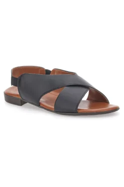 Sandali Neri Flat In Vera Pelle Con Elastico Pittarello Look 225435