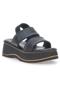 Sandali Neri in Pelle con Platform e Elastico Posteriore PITTARELLO 54874