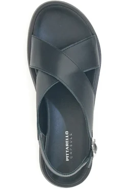 Sandali neri in pelle design minimal Pittarello Focus 28058