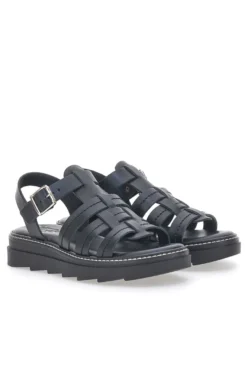 Sandali Neri in Vera Pelle Made in Italy PITTARELLO ROCK 15432