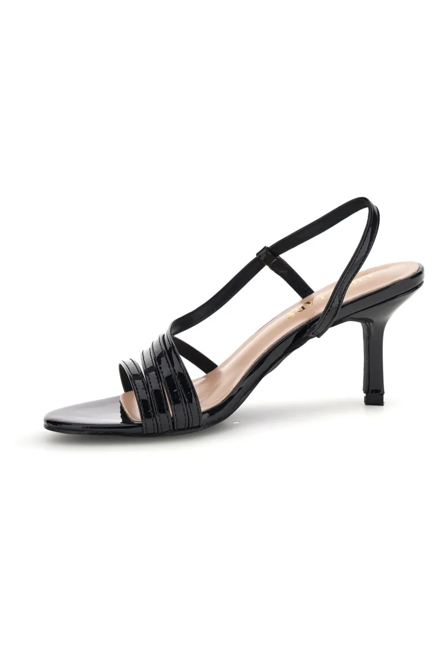 Sandali neri in vernice tacco medio cinturino First lady P709