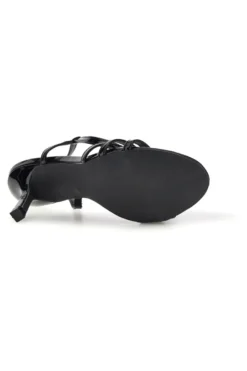 Sandali neri in vernice tacco medio cinturino First lady P709