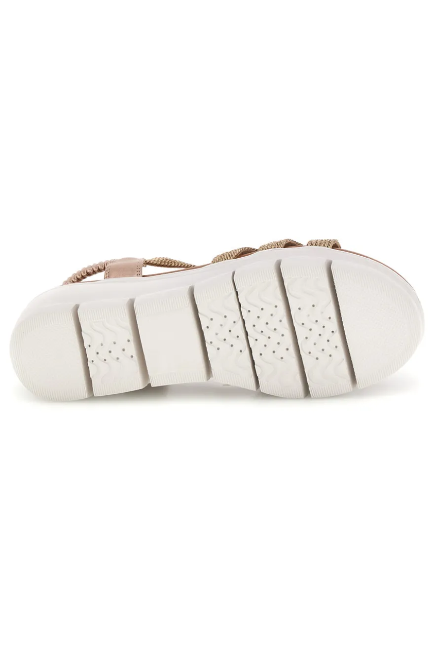 Sandali oro con applicazioni decorative e zeppa The first active 24001B