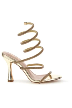 Sandali oro con strass e laccio a spirale First lady P711