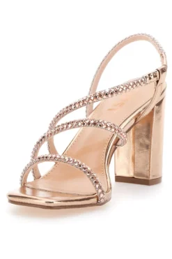 Sandali Oro Rosa Con Cinturino e Dettagli Brillanti The First 255