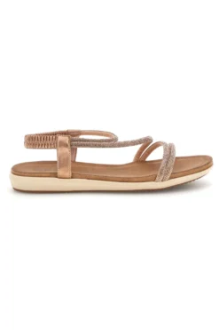 Sandali oro rosa con strass e cinturino elasticizzato Cafe' cost 80965