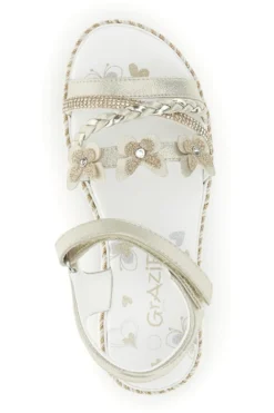 Sandali platino con farfalle e strass Grazie girl 15022