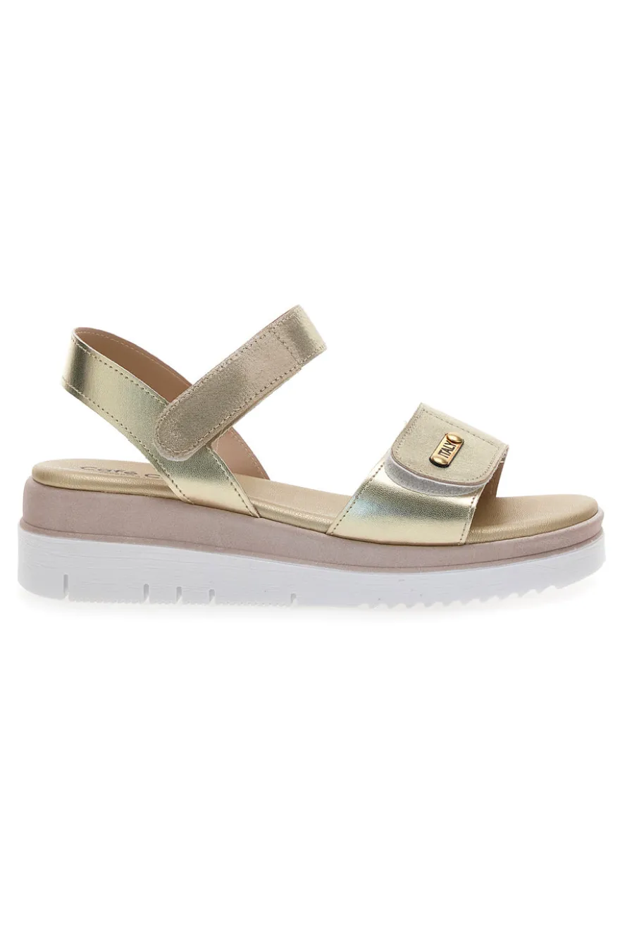Sandali Platino Con Strappi in Velcro Cafe'Cost 5010